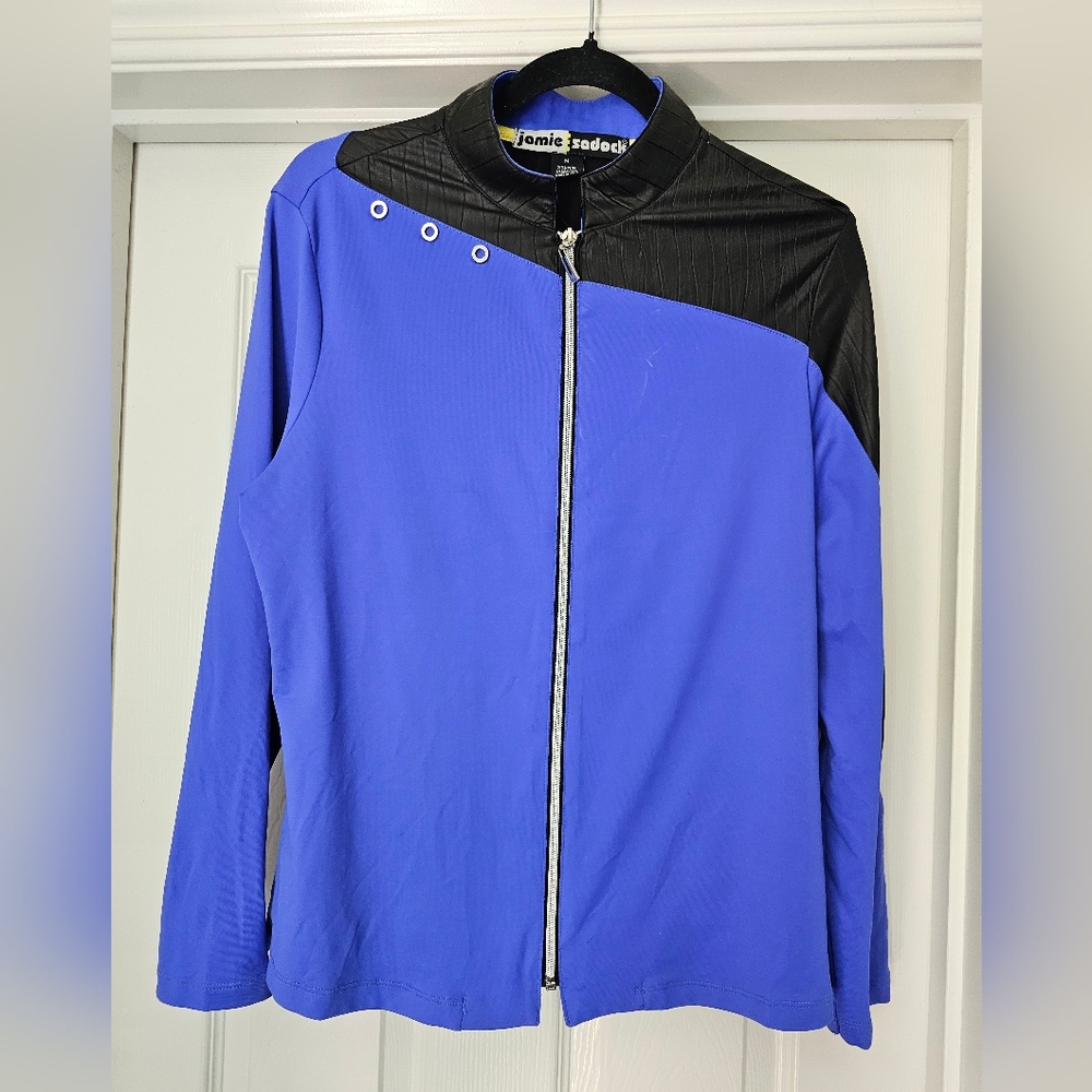 Vintage Jamie Sadock long sleeve golf mock neck full zip top women's size MED